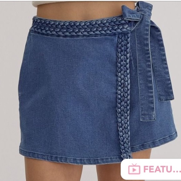 Entro Denim Wrapped Braided Skort - Picture 1 of 3